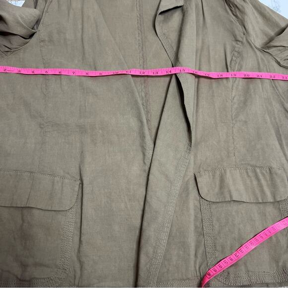 Eileen Fisher linen blend tan open jacket - Picture 4 of 7